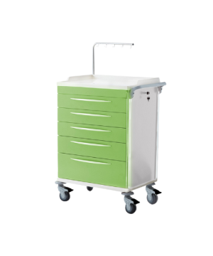 Carro Médico com 5 Gavetas com Suporte de Soro L